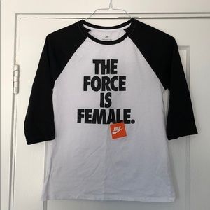 the force is female t shirt nike